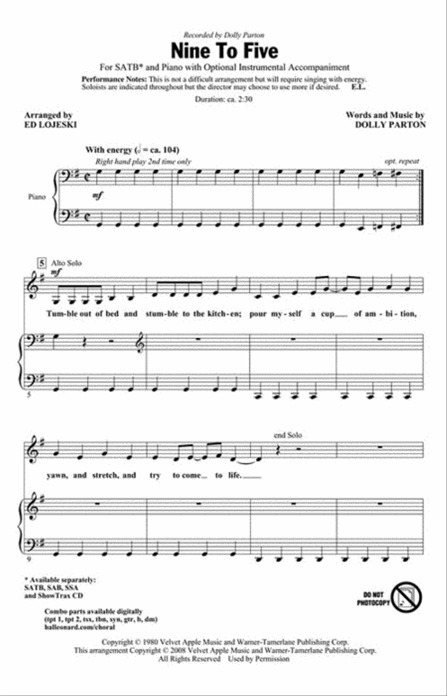 Nine to Five Nine to Five 4-Part scores gallery preview page 2