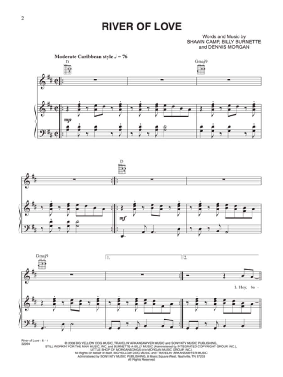 The River of Love Piano, Vocal, Guitar scores gallery preview page 2