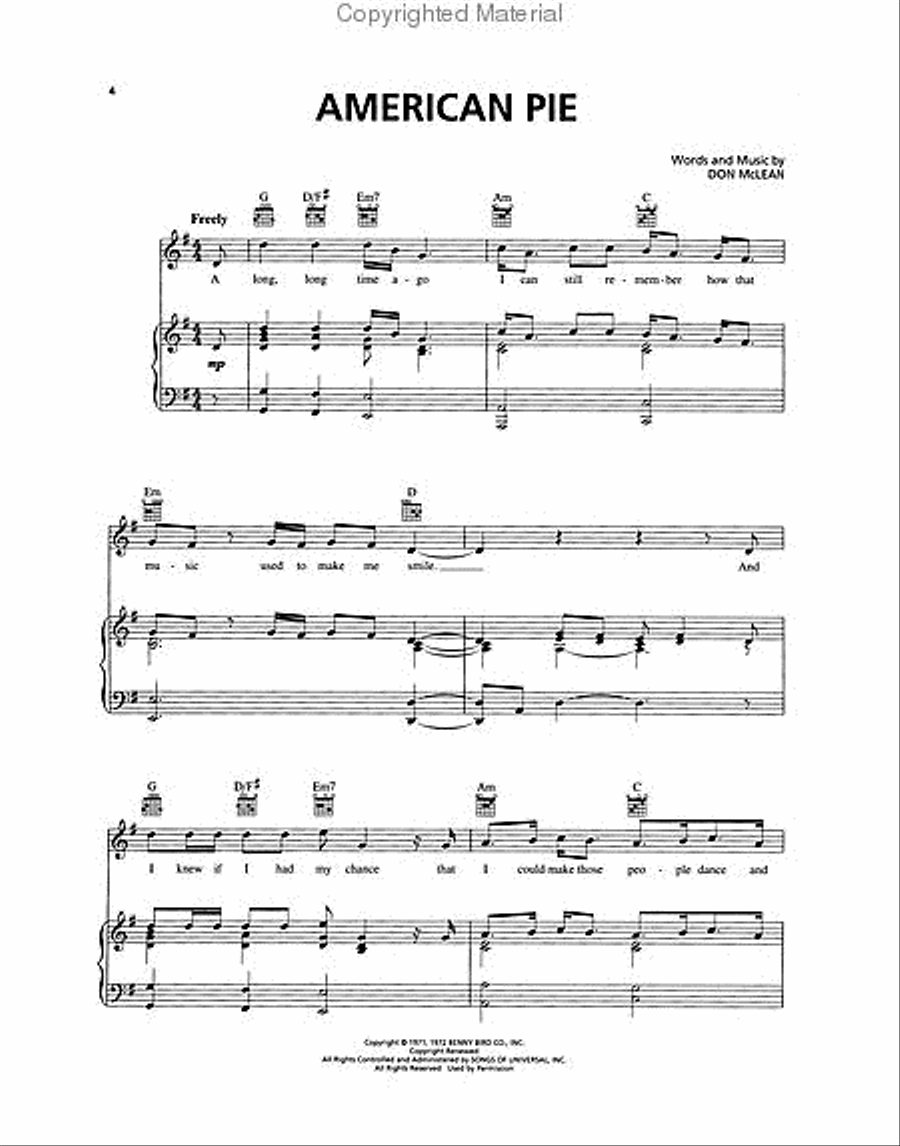 The Legendary Songs of Don McLean Piano, Vocal, Guitar scores gallery preview page 2