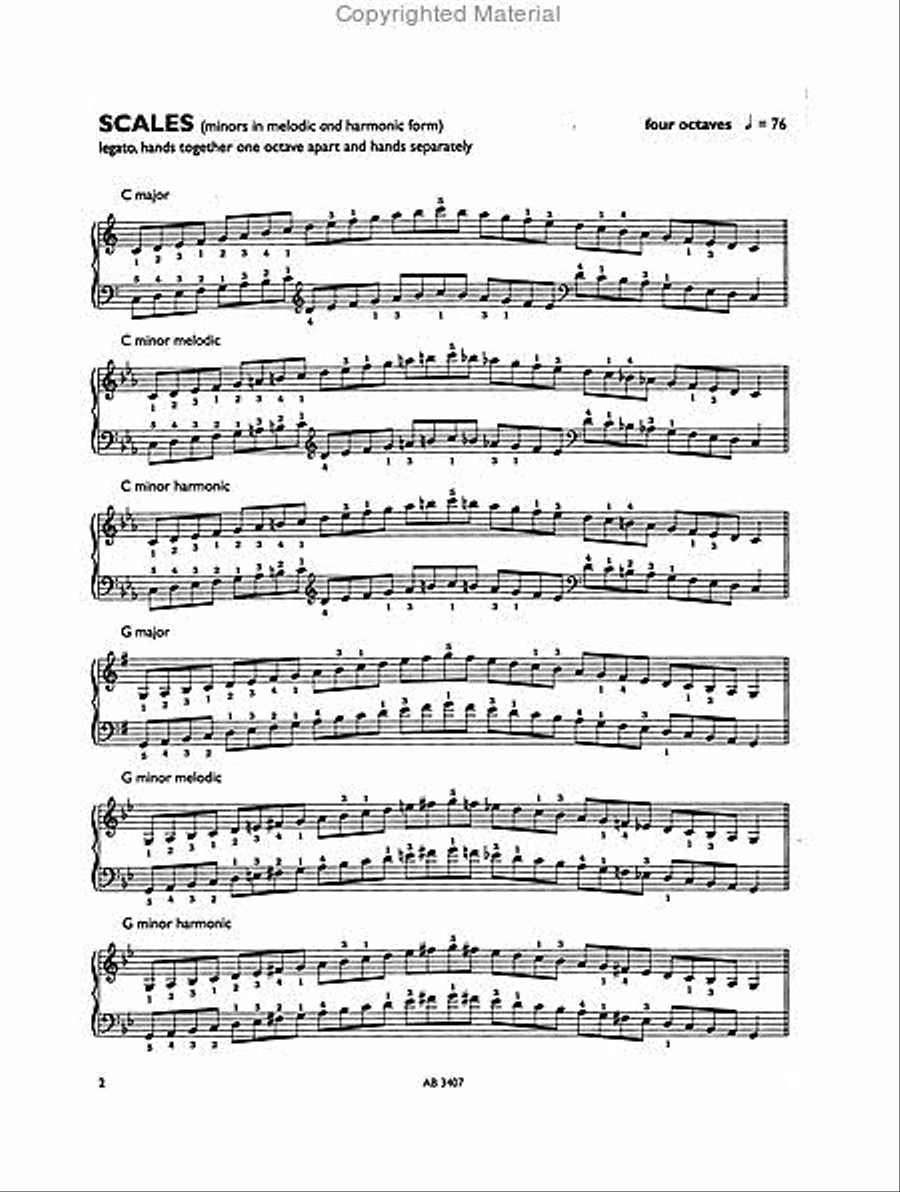 Piano Scales & Arpeggios, Grade 6 Piano Method scores gallery preview page 2