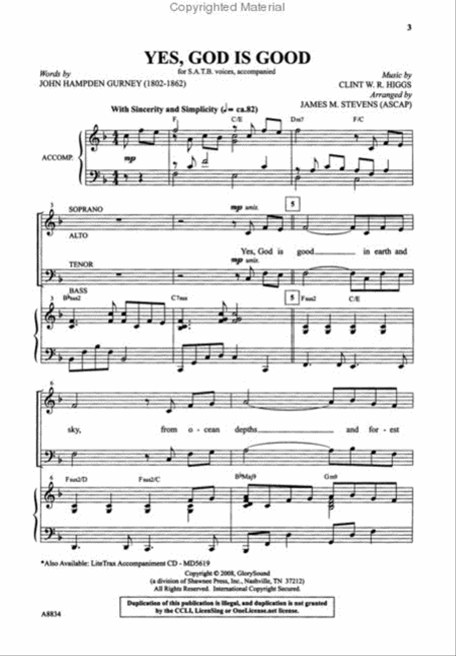 Yes, God Is Good Yes, God Is Good 4-Part scores gallery preview page 2
