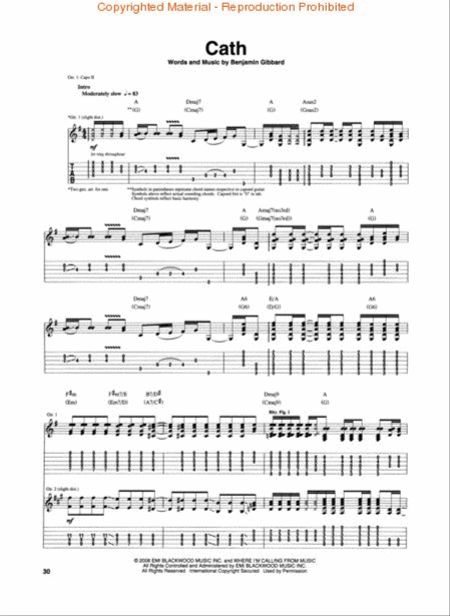 Death Cab for Cutie – Narrow Stairs Guitar Tablature scores gallery preview page 2