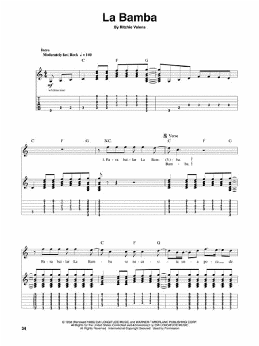 Easy Rock Songs Guitar Tablature scores gallery preview page 5