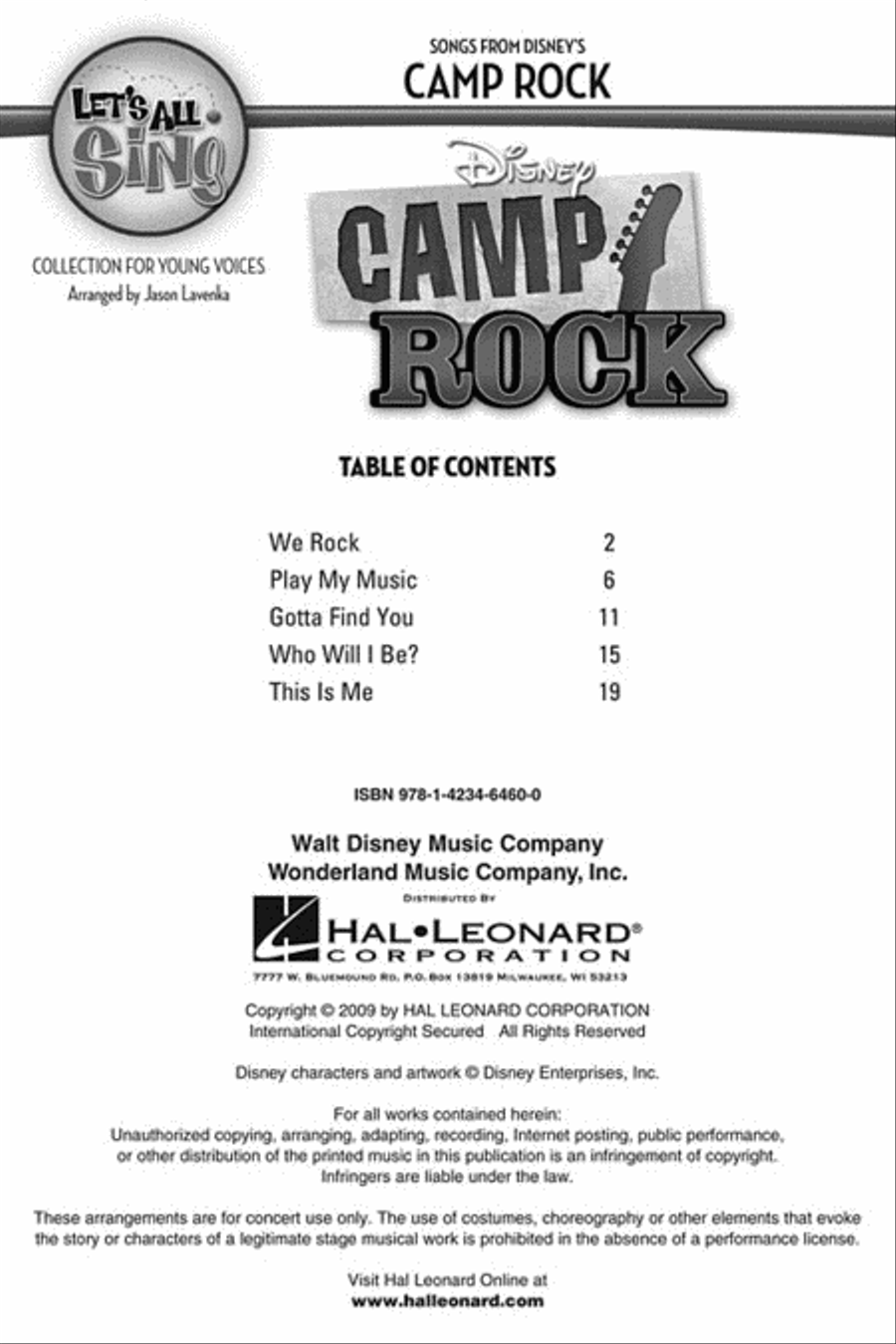 Let's All Sing Songs from Disney's Camp Rock Choir scores gallery preview page 2