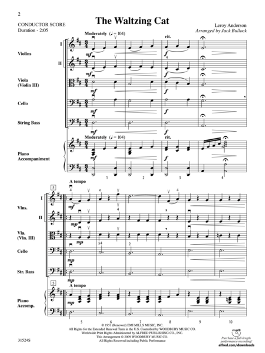 The Waltzing Cat (score only) String Orchestra scores gallery preview page 2
