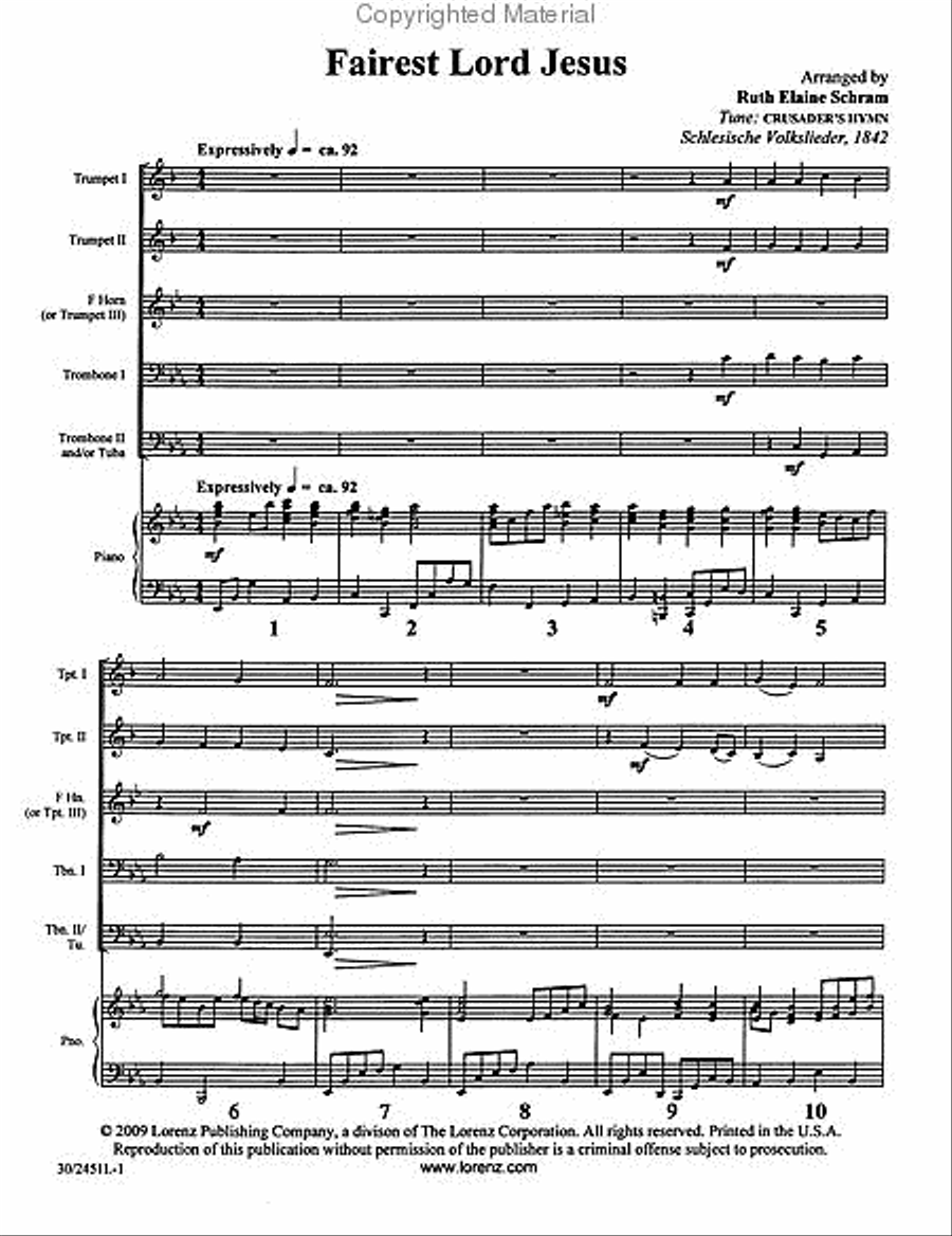 Fairest Lord Jesus Brass Ensemble scores gallery preview page 2