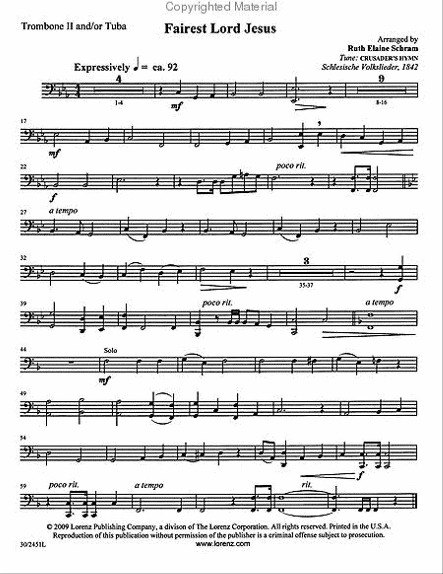 Fairest Lord Jesus Brass Ensemble scores gallery preview page 5