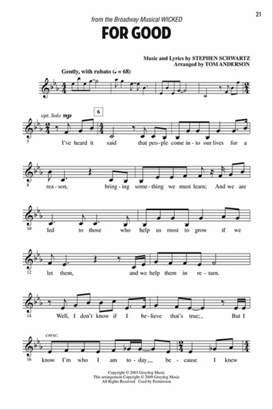Let's All Sing Songs from Wicked Choir scores gallery preview page 7