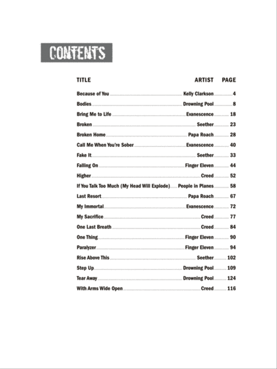 The Best of Modern Rock Guitar Electric Guitar scores gallery preview page 2