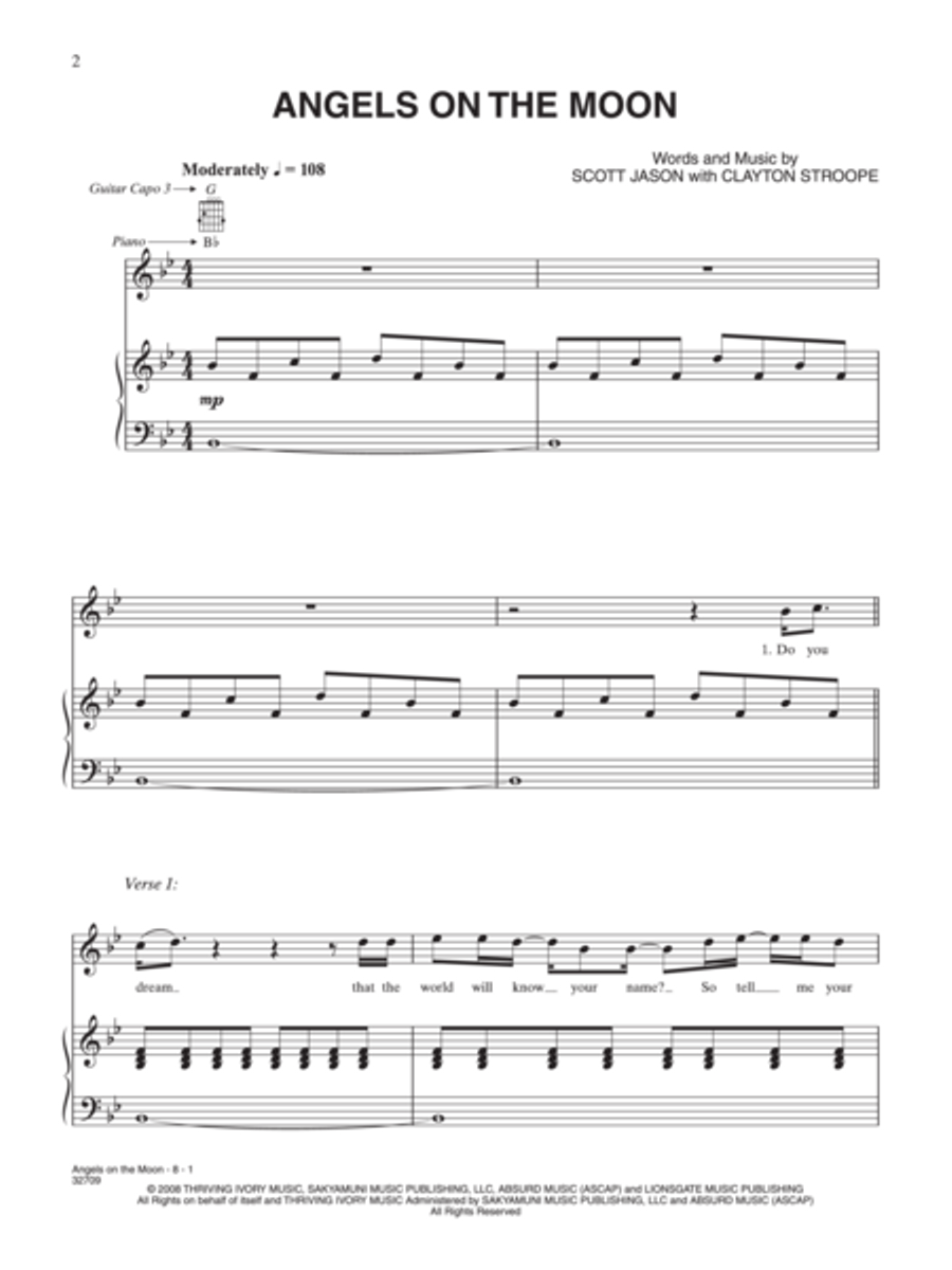 Angels on the Moon Piano, Vocal, Guitar scores gallery preview page 2