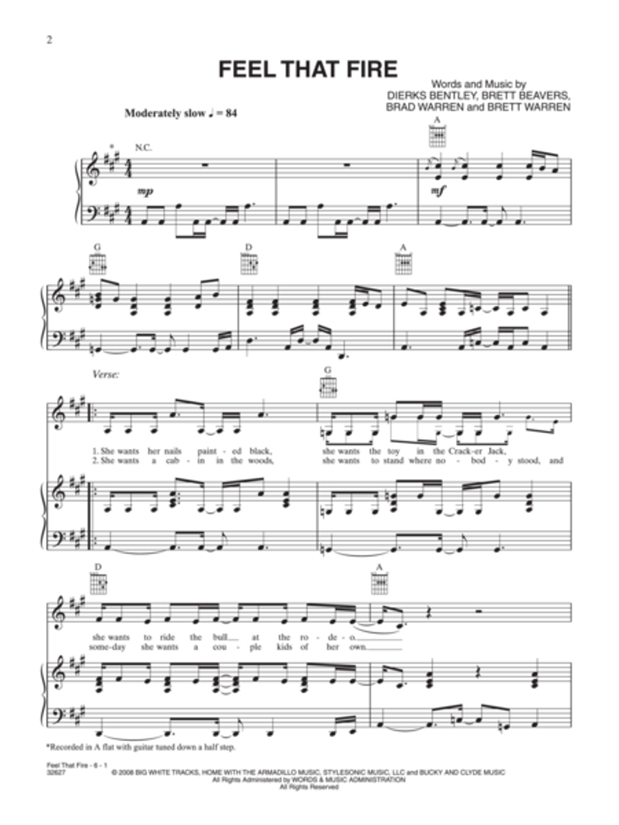 Feel That Fire Piano, Vocal, Guitar scores gallery preview page 2