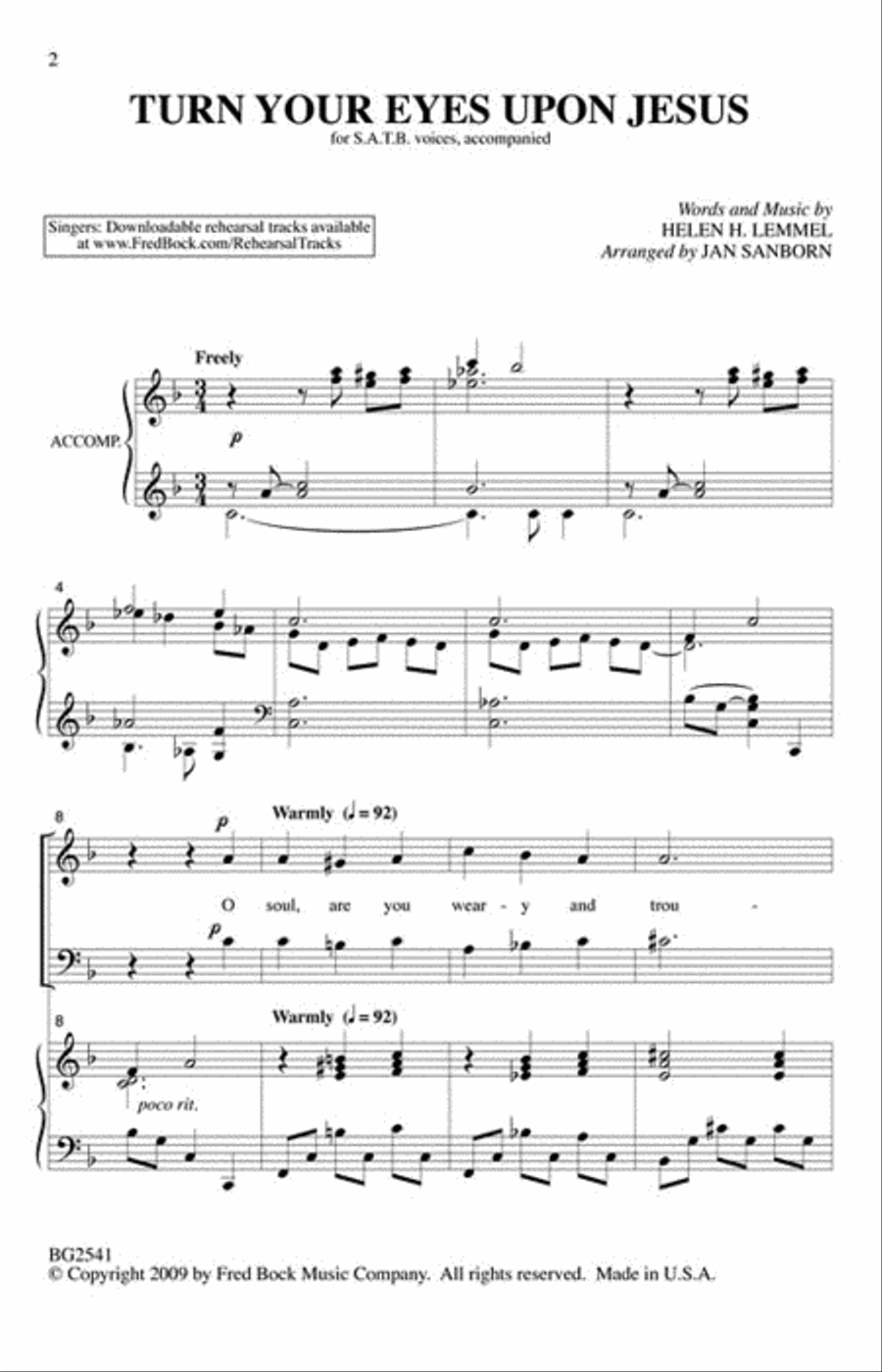 Turn Your Eyes Upon Jesus 4-Part scores gallery preview page 2