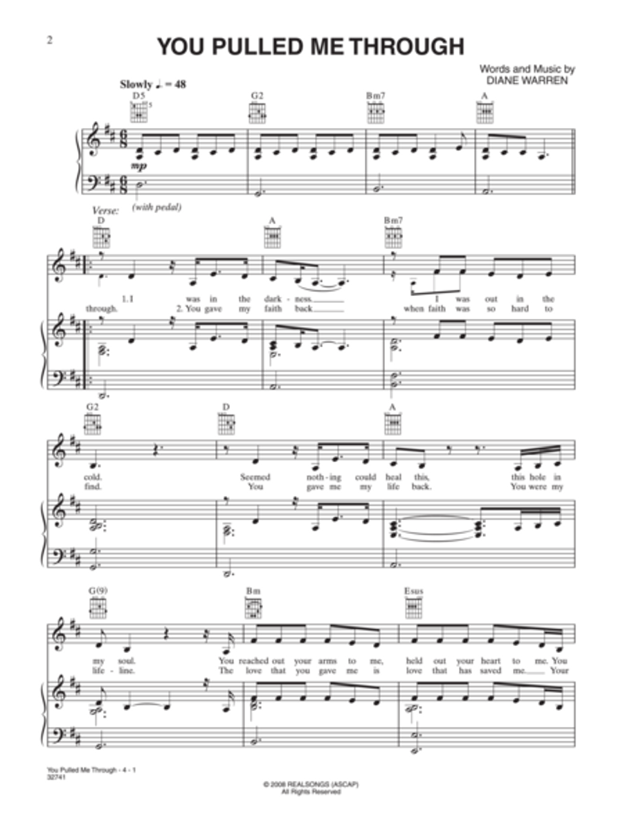 You Pulled Me Through Piano, Vocal, Guitar scores gallery preview page 2