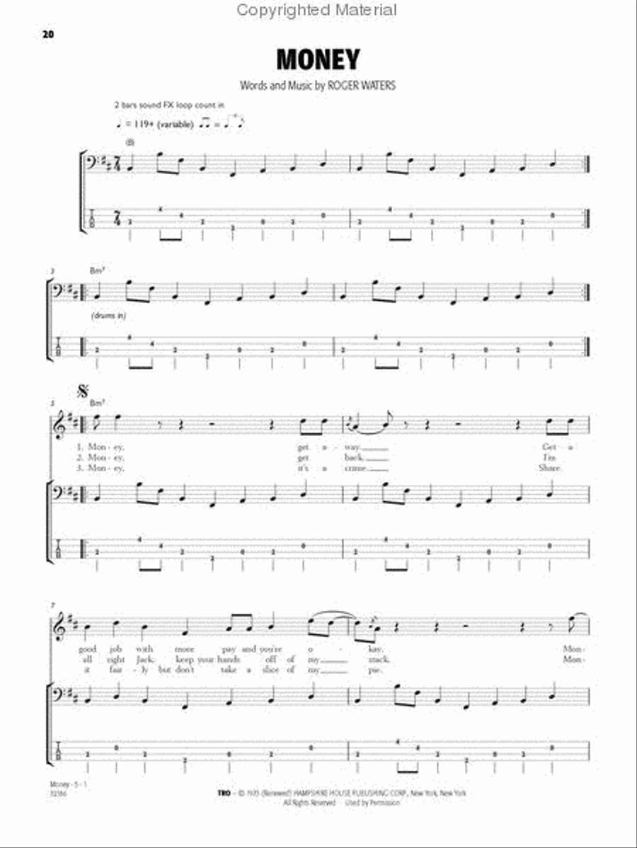 Pink Floyd Bass Guitar Tablature scores gallery preview page 2