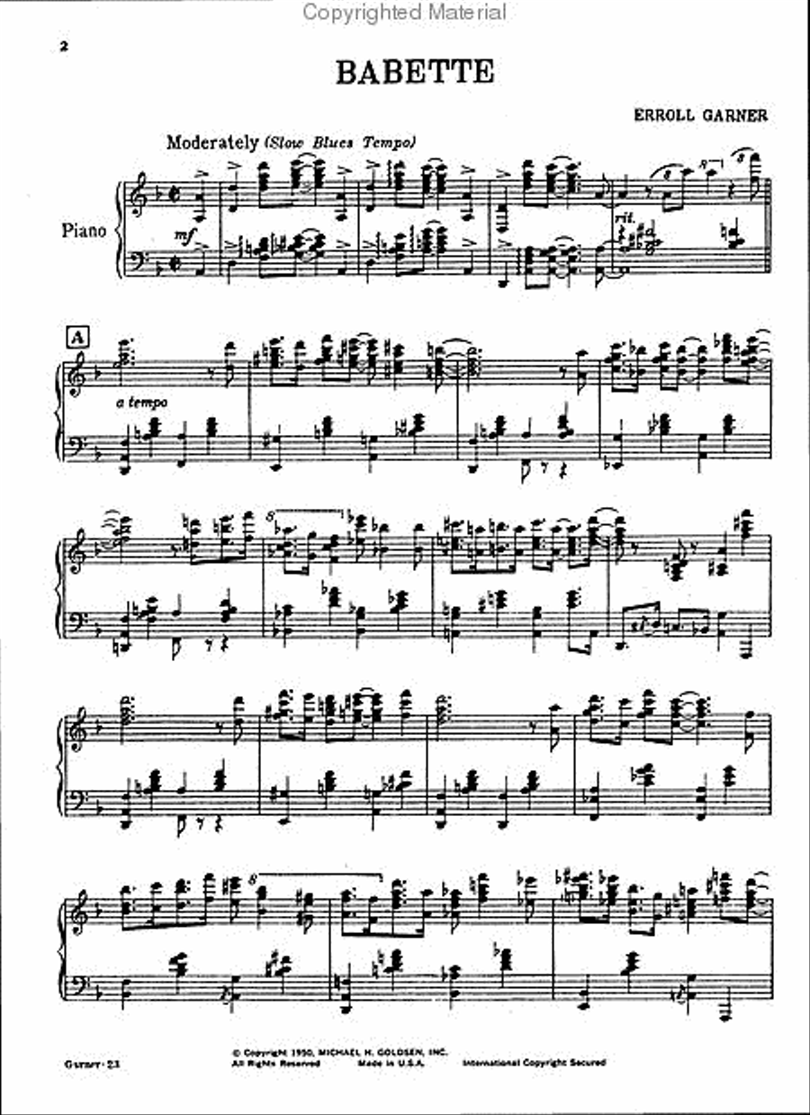 Erroll Garner - Five Original Piano Solos Piano Solo scores gallery preview page 2