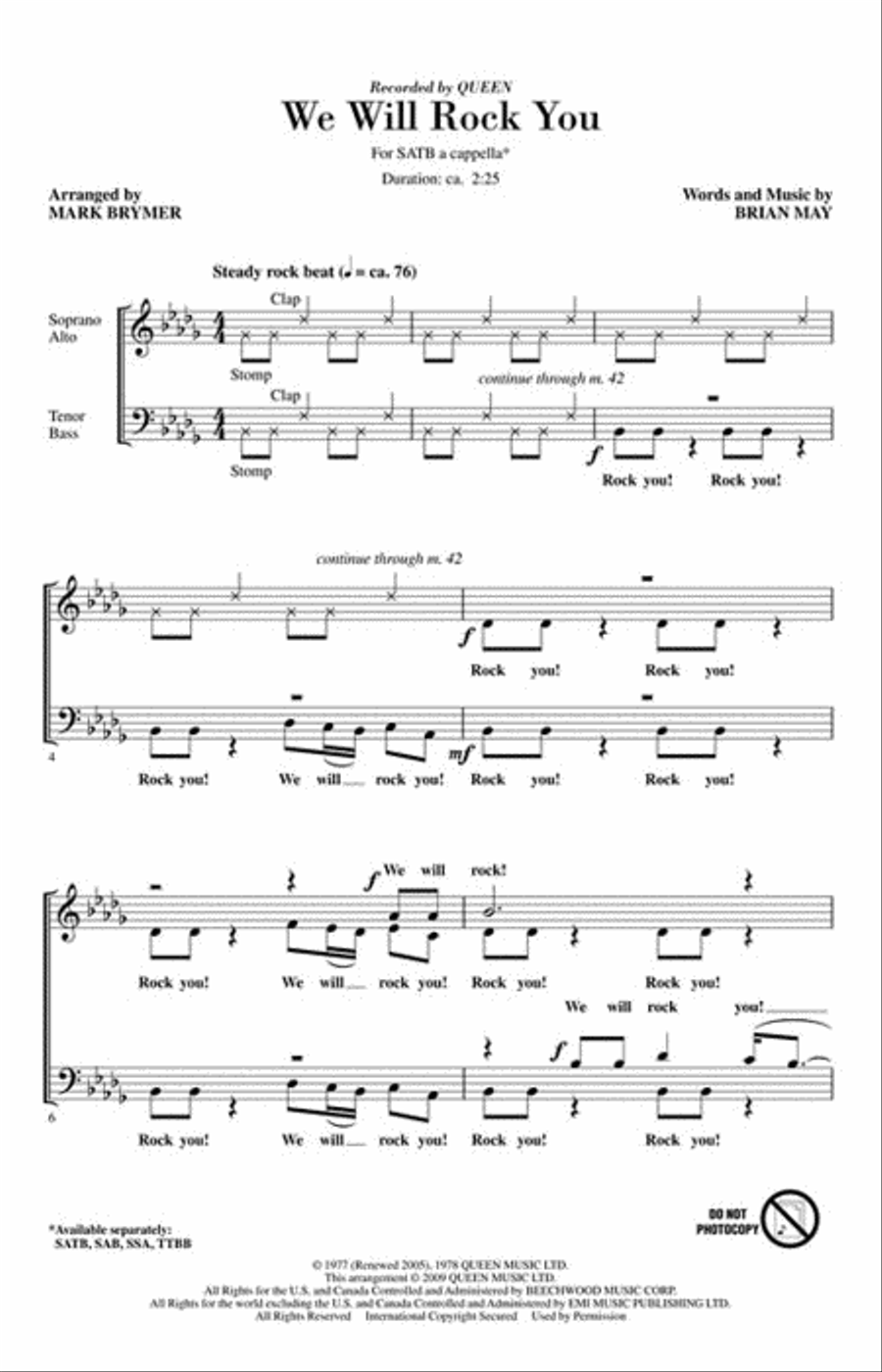 We Will Rock You We Will Rock You 4-Part scores gallery preview page 2