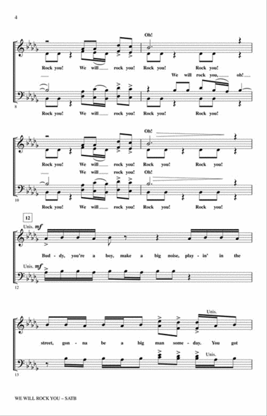 We Will Rock You We Will Rock You 4-Part scores gallery preview page 3