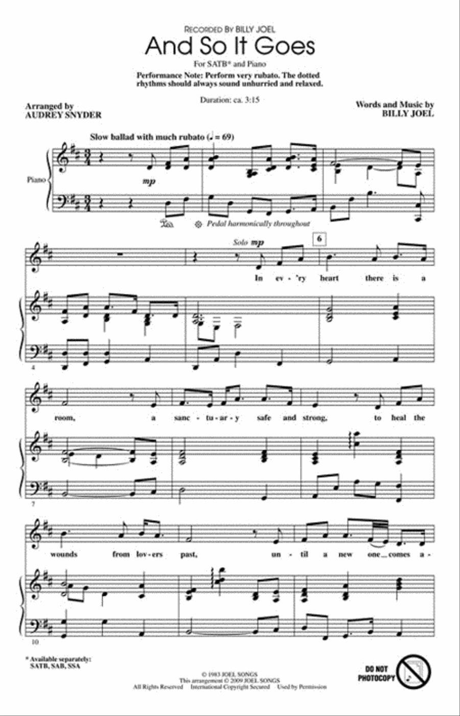 And So It Goes And So It Goes 4-Part scores gallery preview page 2