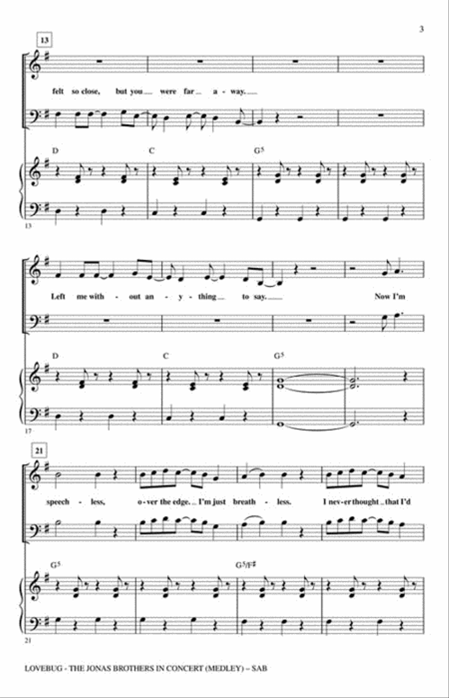 Lovebug – The Jonas Brothers In Concert 3-Part scores gallery preview page 3