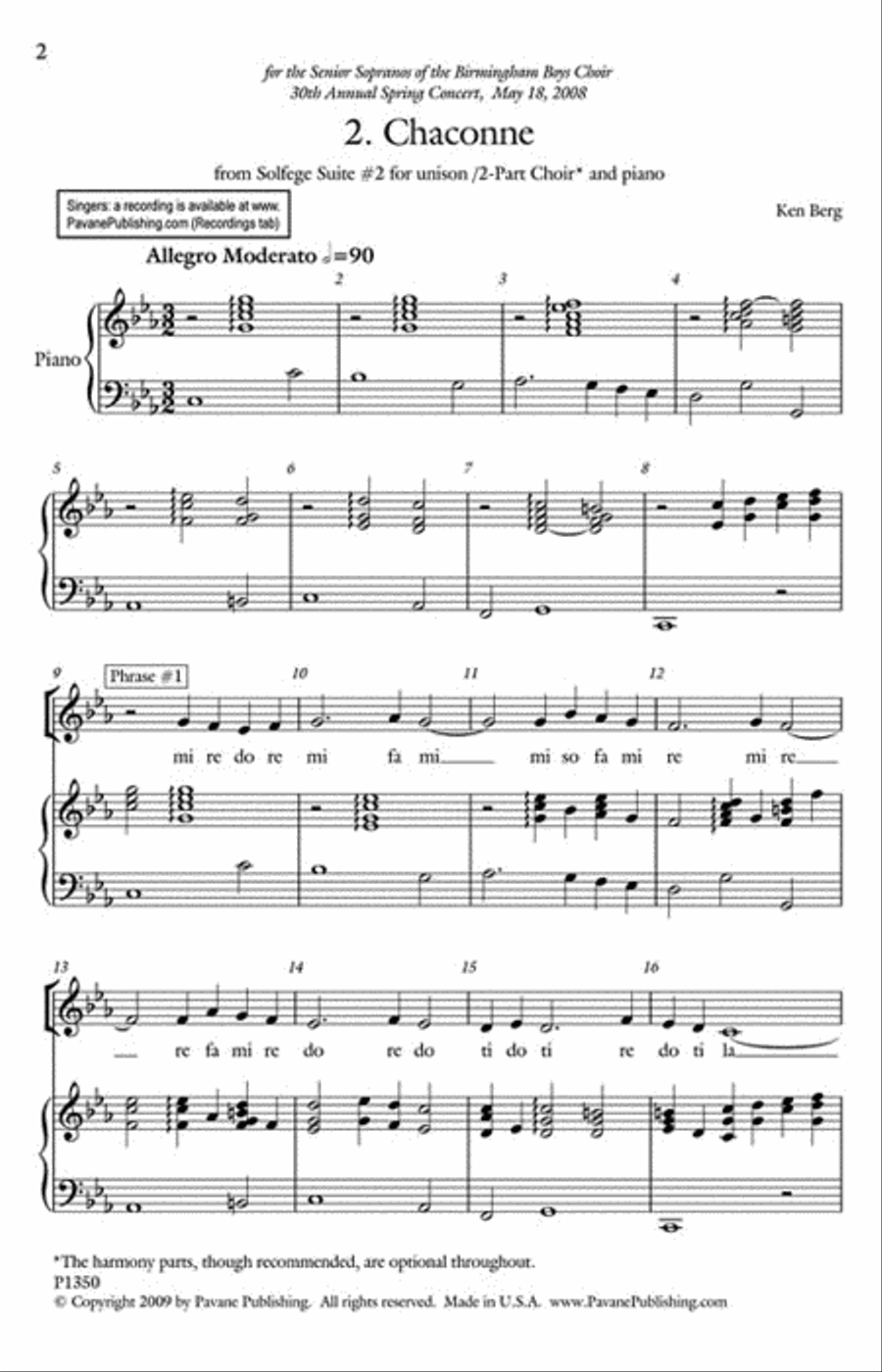 Chaconne Chaconne Unison Choir scores gallery preview page 2