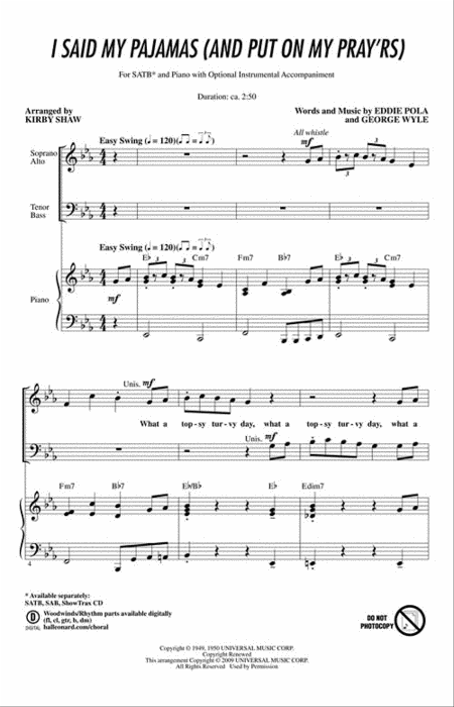 I Said My Pajamas (And Put On My Pray'rs) 4-Part scores gallery preview page 2