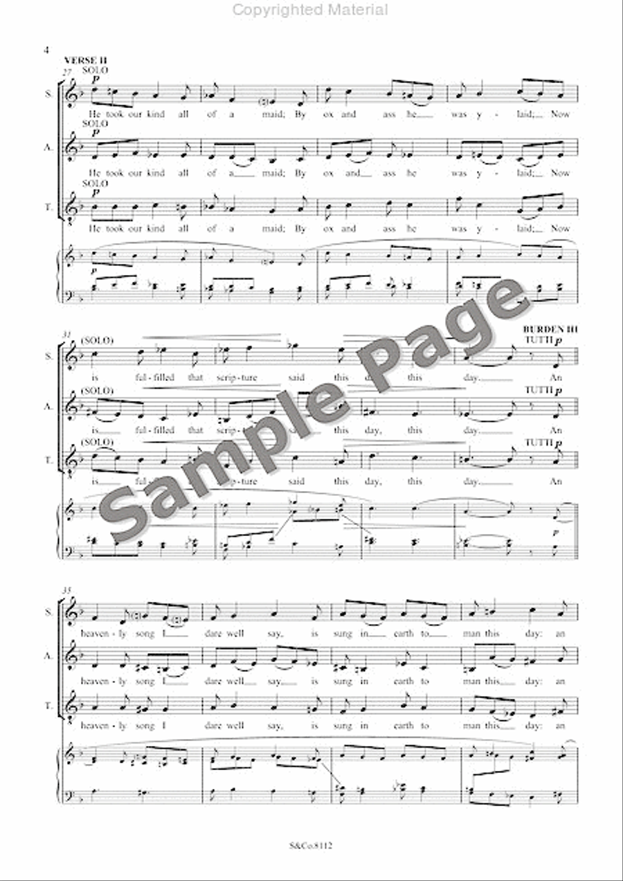 Carol: An Heavenly Song - Satb Chorus And Organ - Vocal Score 4-Part scores gallery preview page 11