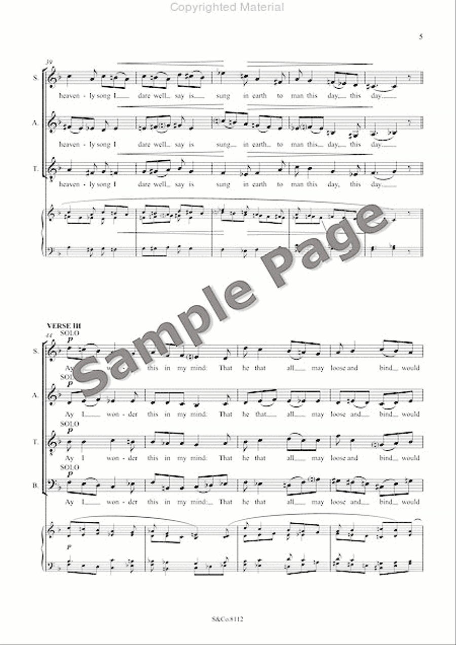 Carol: An Heavenly Song - Satb Chorus And Organ - Vocal Score 4-Part scores gallery preview page 12