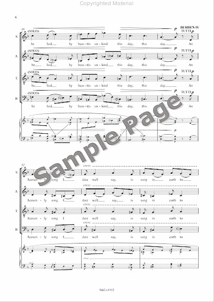 Carol: An Heavenly Song - Satb Chorus And Organ - Vocal Score 4-Part scores gallery preview page 13