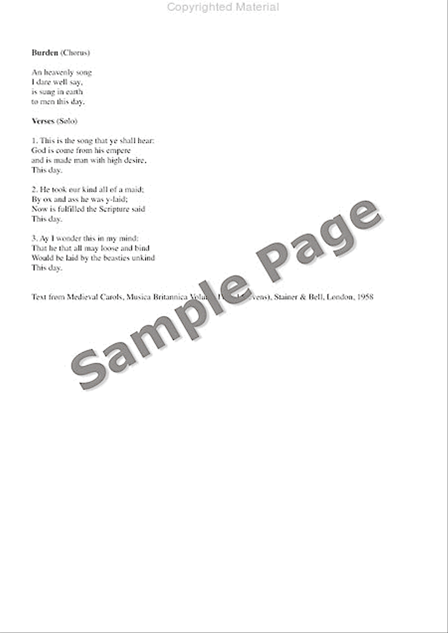 Carol: An Heavenly Song - Satb Chorus And Organ - Vocal Score 4-Part scores gallery preview page 8