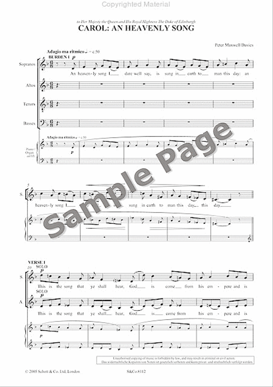 Carol: An Heavenly Song - Satb Chorus And Organ - Vocal Score 4-Part scores gallery preview page 9