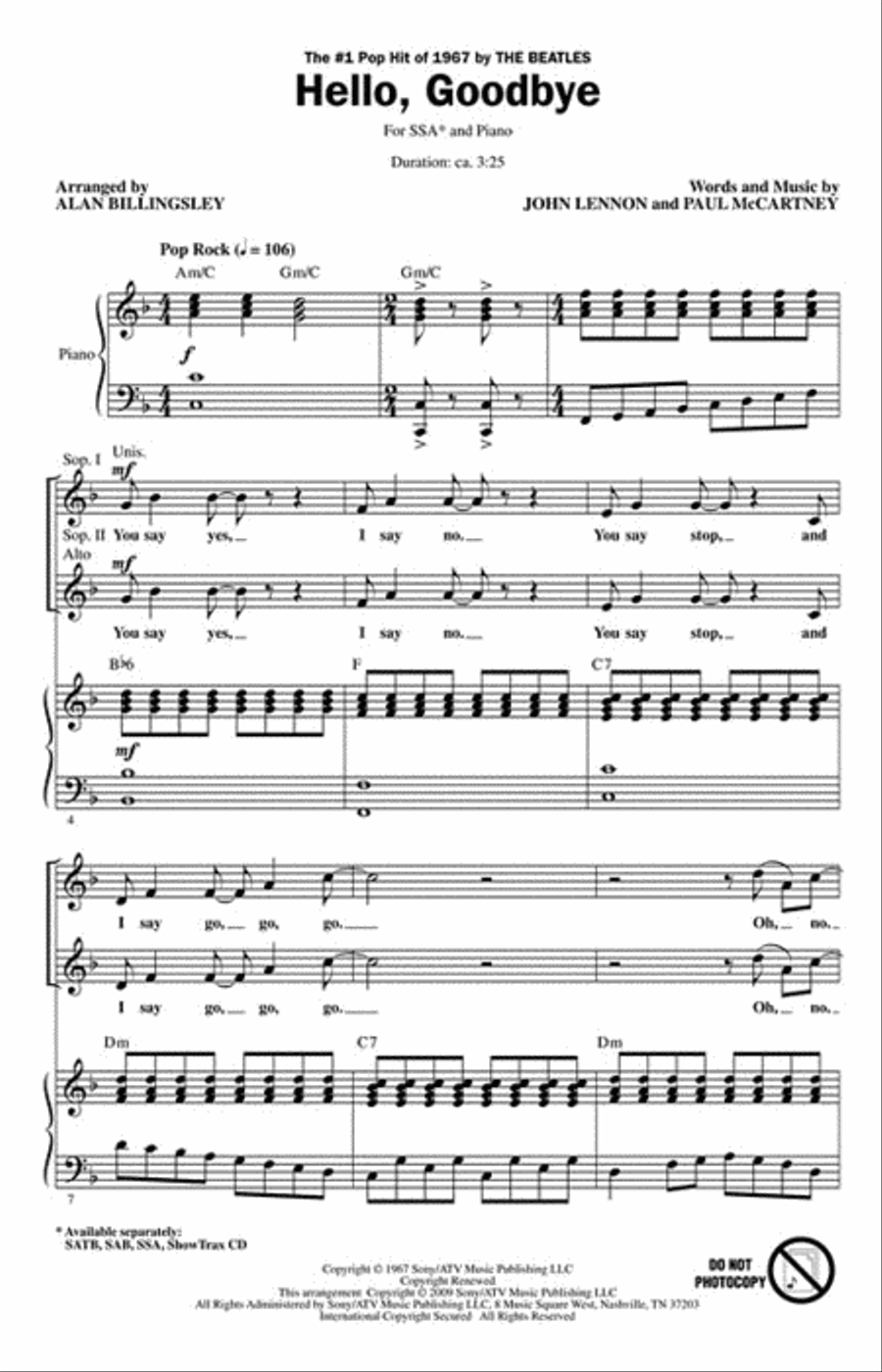 Hello, Goodbye Hello, Goodbye SSA scores gallery preview page 2