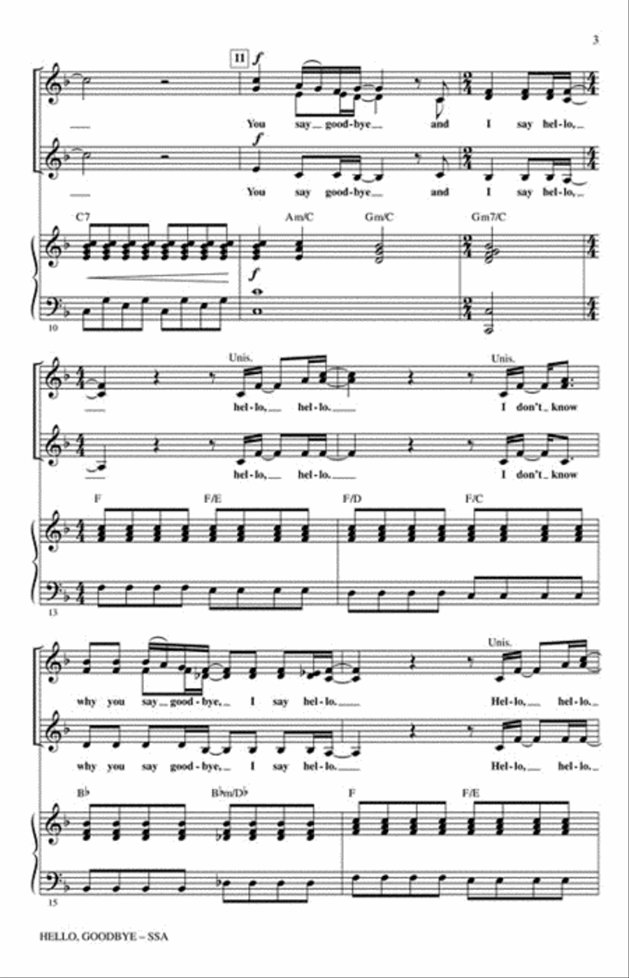 Hello, Goodbye Hello, Goodbye SSA scores gallery preview page 3
