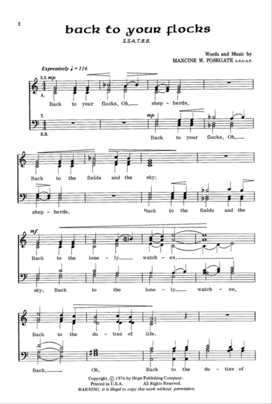 Back to Your Flocks Back to Your Flocks 4-Part scores gallery preview page 2