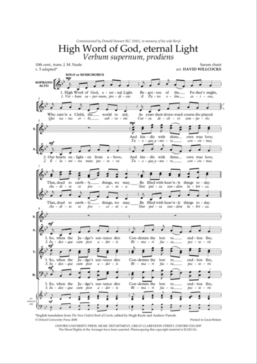 High Word of God, eternal Light (Verbum supernum, prodiens) Choir scores gallery preview page 2