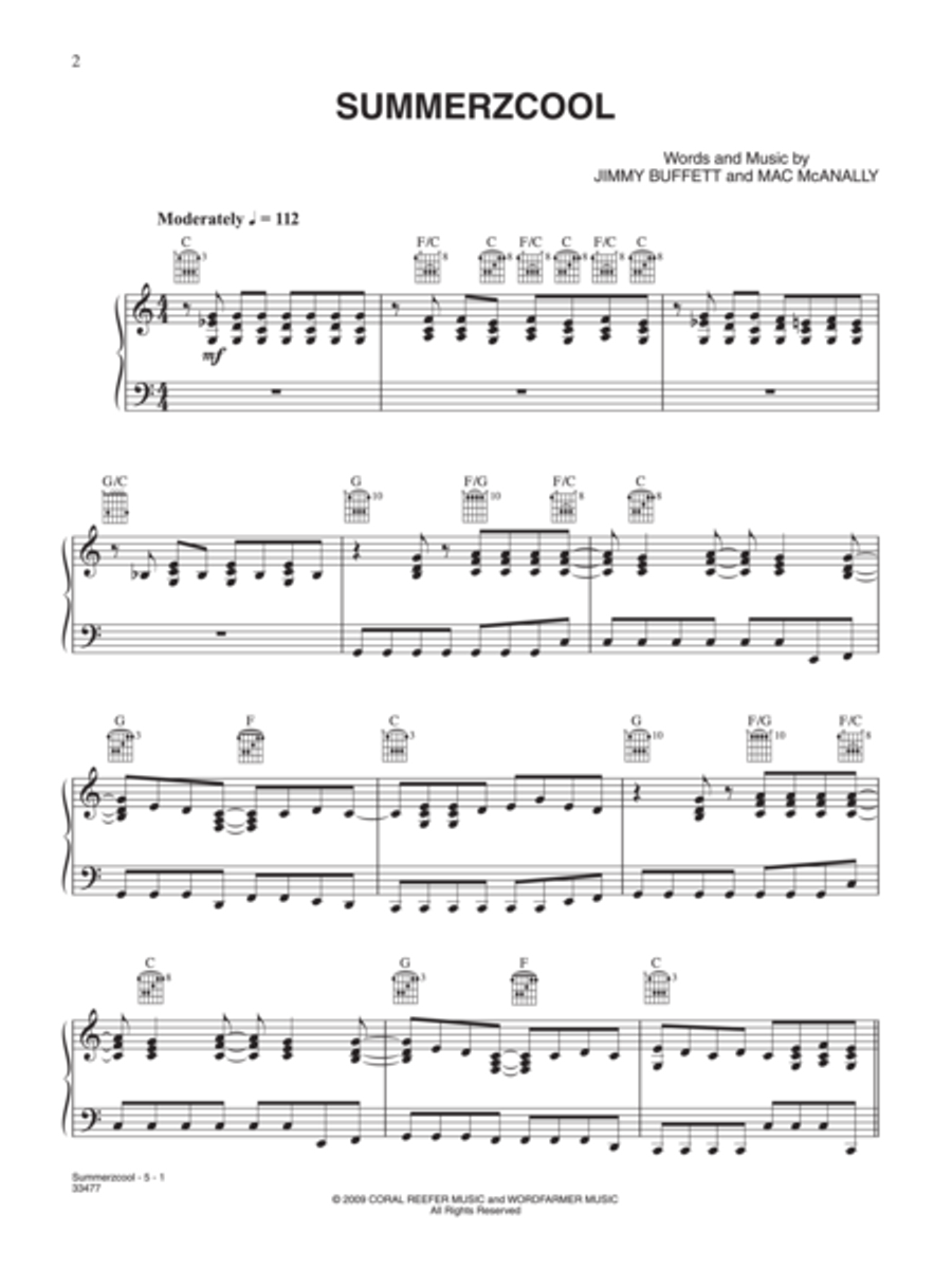 Summerzcool Piano, Vocal, Guitar scores gallery preview page 2