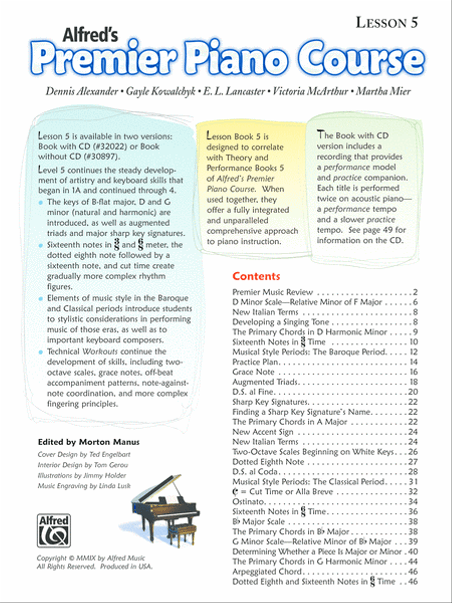 Premier Piano Course Lesson Book, Book 5 Piano Method scores gallery preview page 3