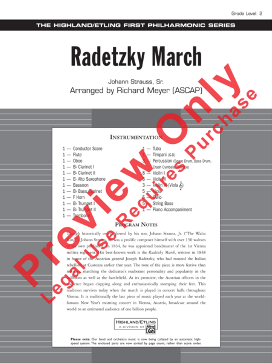 Radetzky March Radetzky March Full Orchestra scores gallery preview page 2