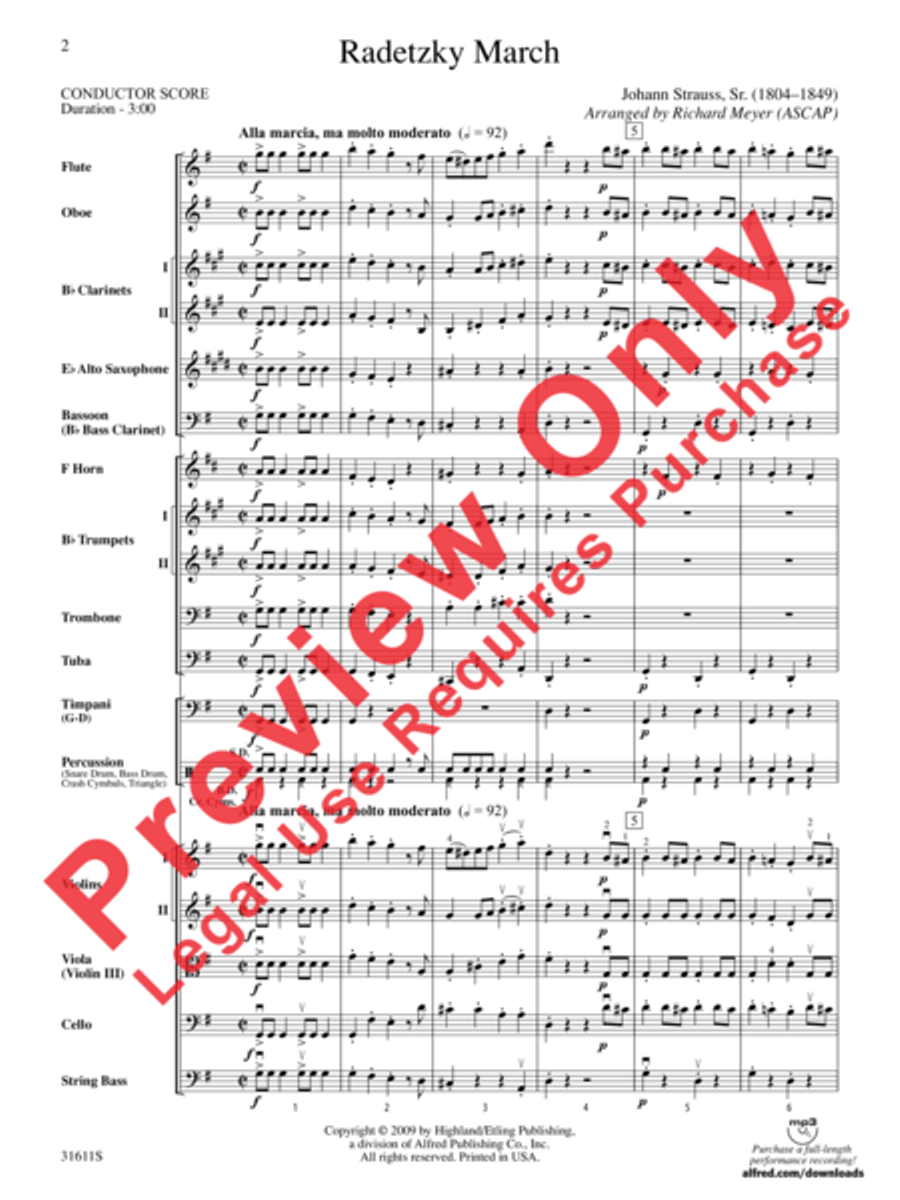 Radetzky March Radetzky March Full Orchestra scores gallery preview page 3