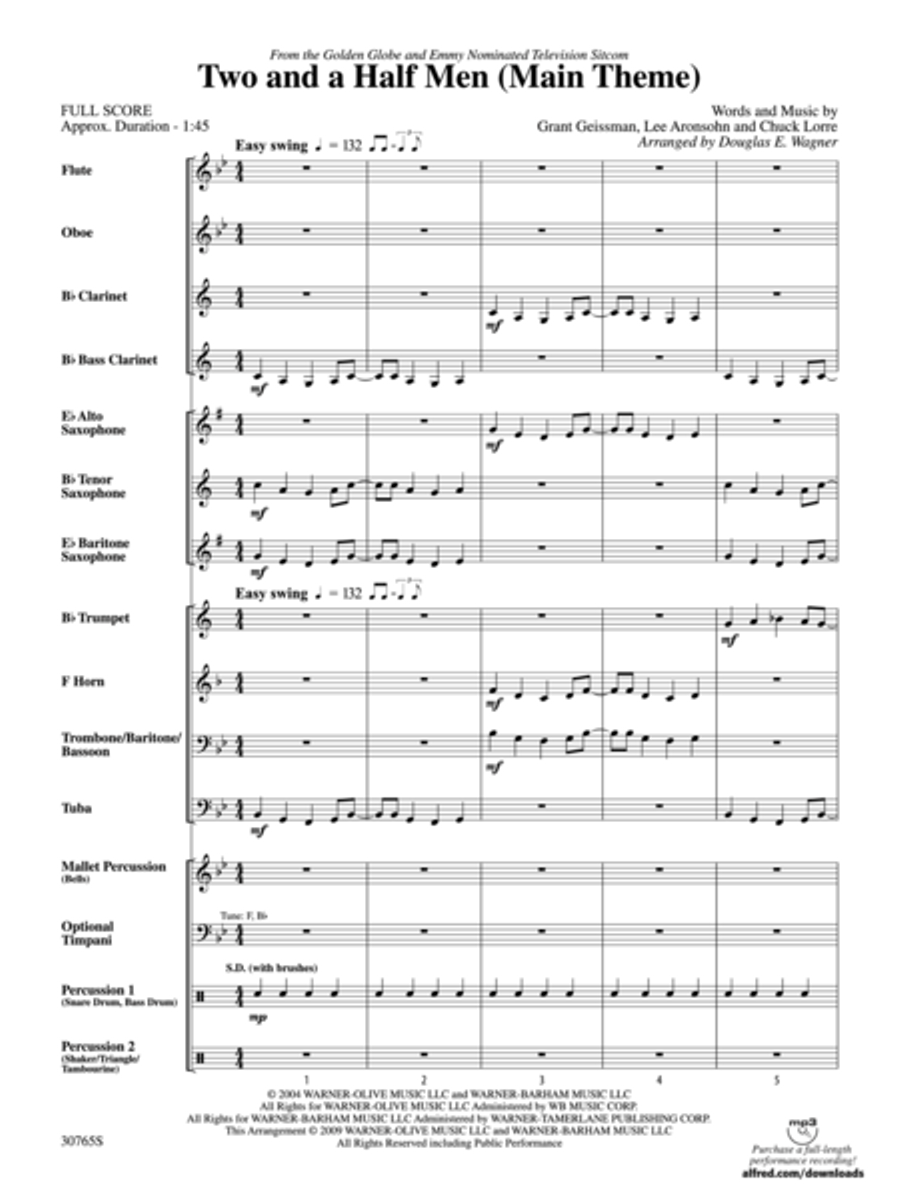 Two and a Half Men (Main Theme) Concert Band scores gallery preview page 2