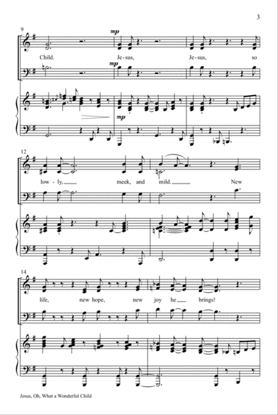 Jesus, Oh What a Wonderful Child 3-Part scores gallery preview page 3
