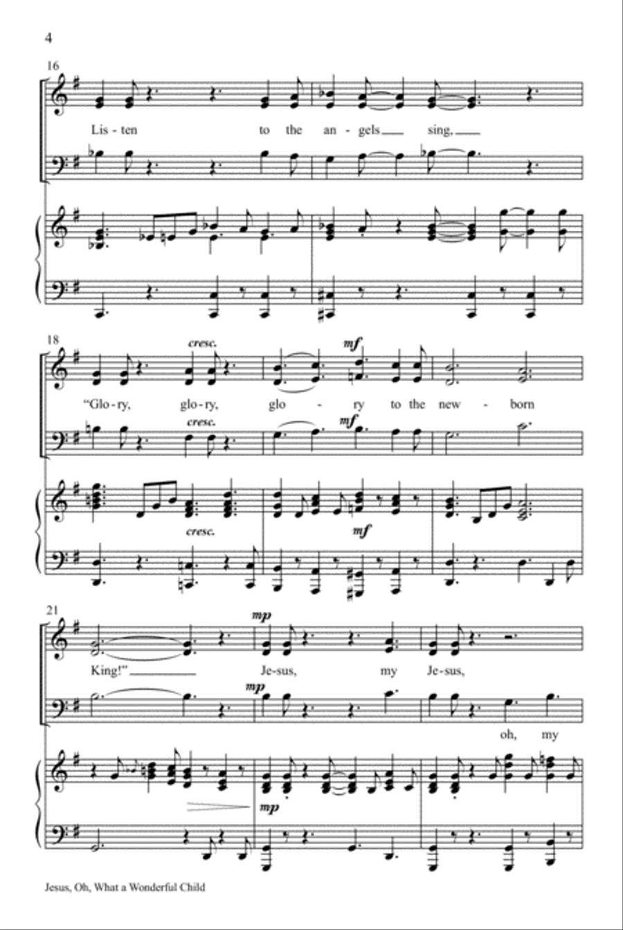 Jesus, Oh What a Wonderful Child 3-Part scores gallery preview page 4