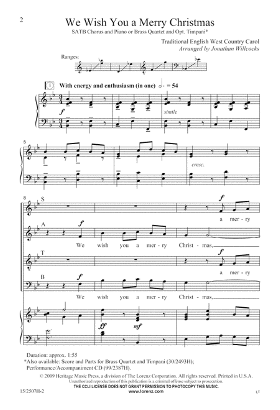 We Wish You a Merry Christmas 4-Part scores gallery preview page 3