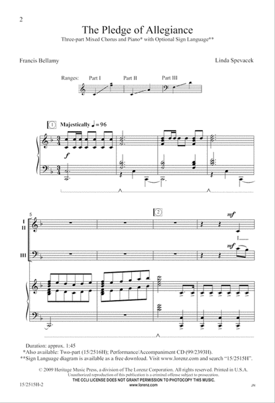 The Pledge of Allegiance The Pledge of Allegiance 3-Part scores gallery preview page 3