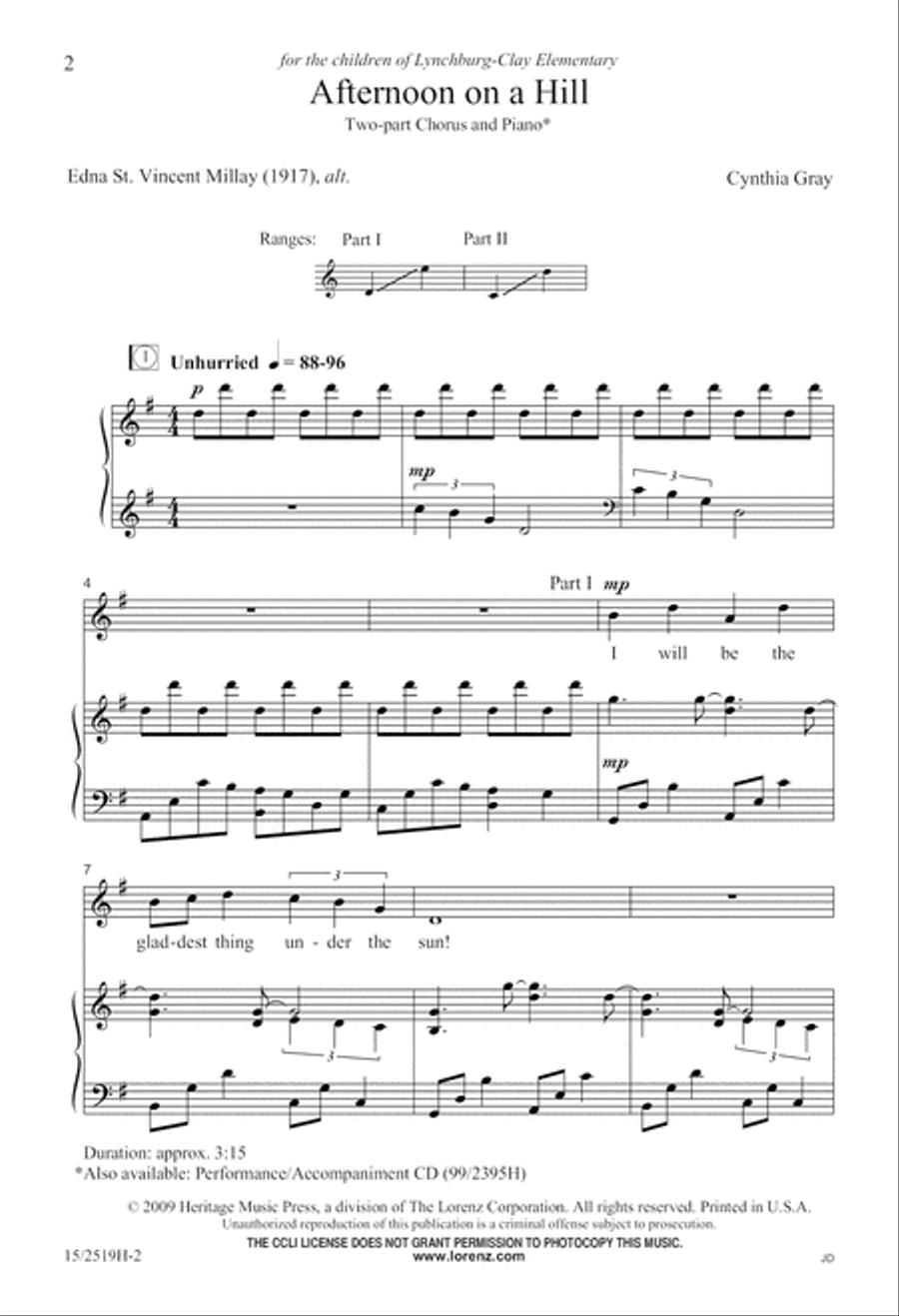 Afternoon on a Hill Afternoon on a Hill 2-Part scores gallery preview page 3