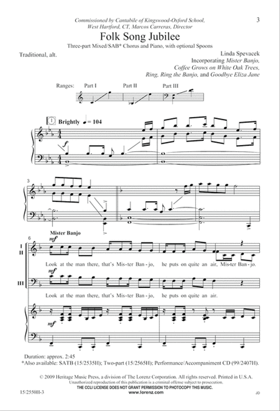 Folk Song Jubilee Folk Song Jubilee 3-Part scores gallery preview page 4