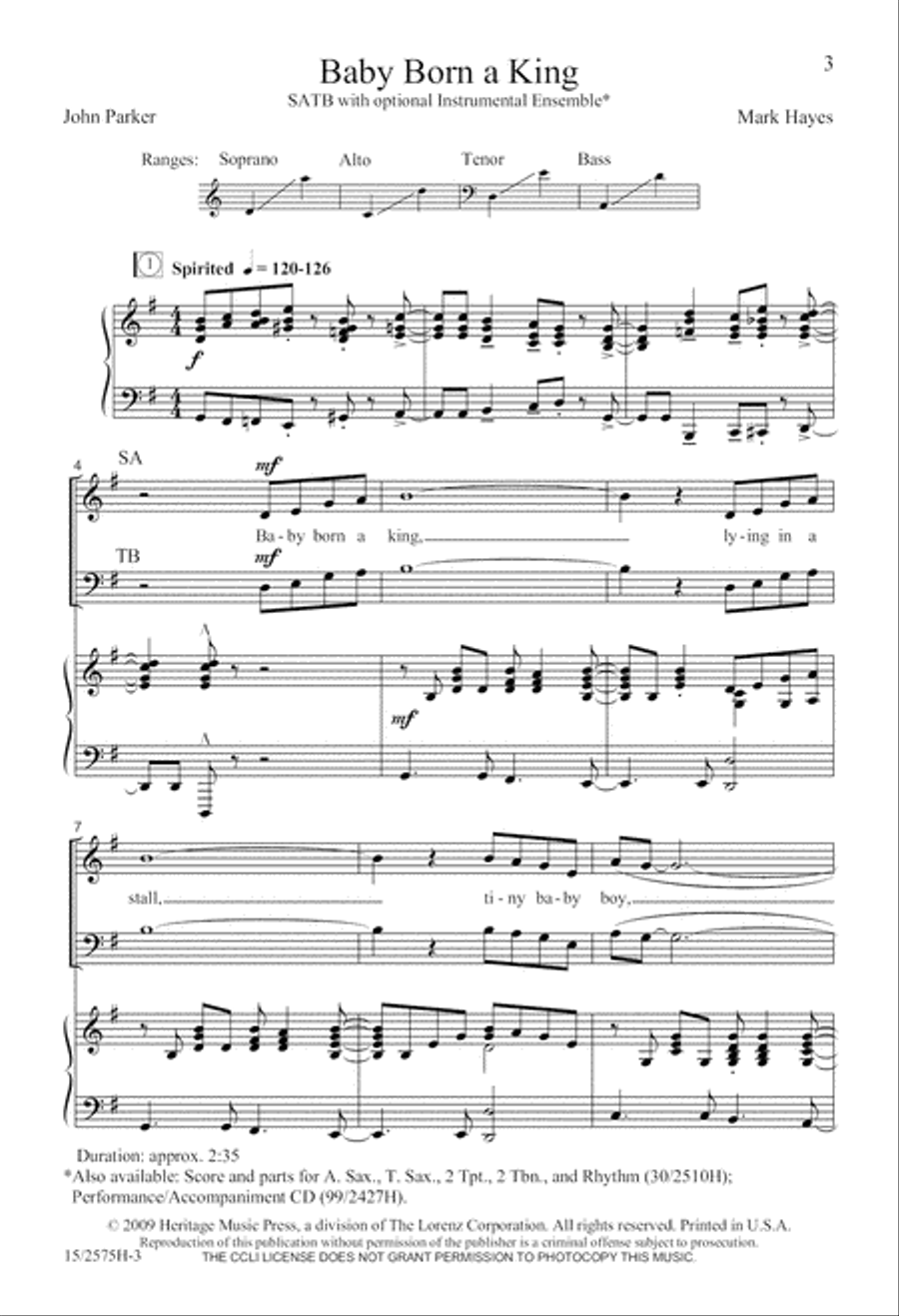 Baby Born a King Baby Born a King 4-Part scores gallery preview page 4