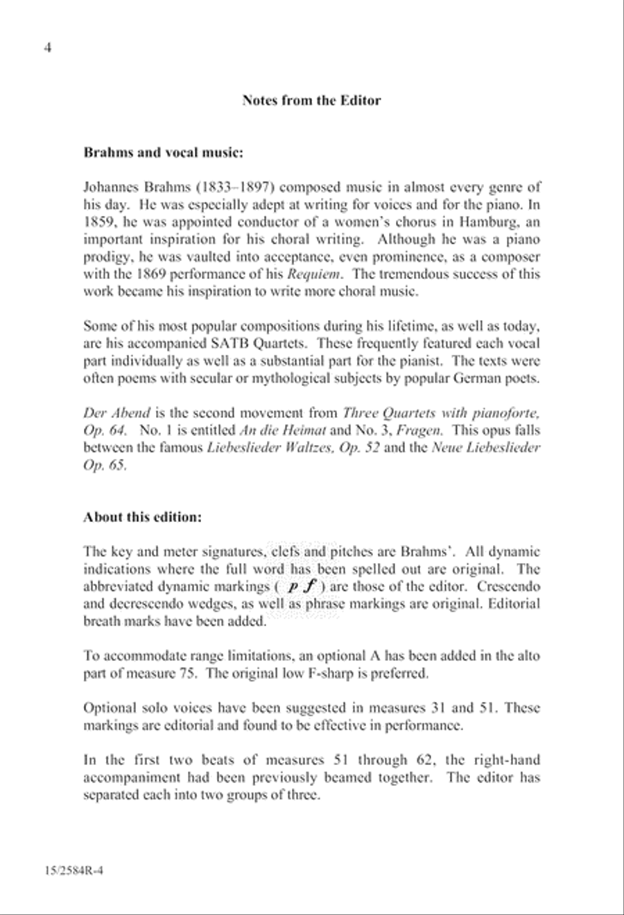 Der Abend (The Evening) Der Abend (The Evening) 4-Part scores gallery preview page 5