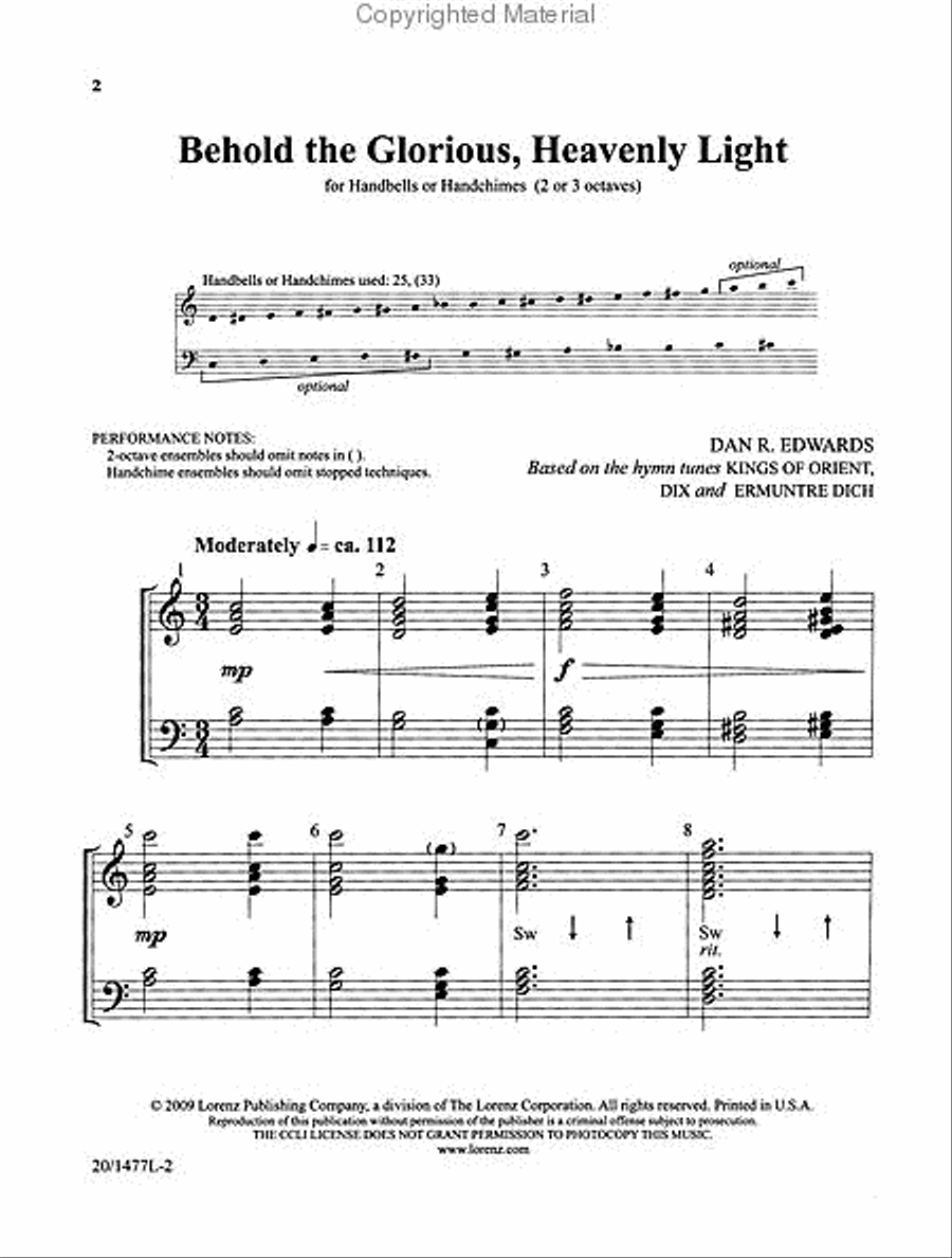 Behold the Glorious, Heavenly Light 3-Octaves scores gallery preview page 2