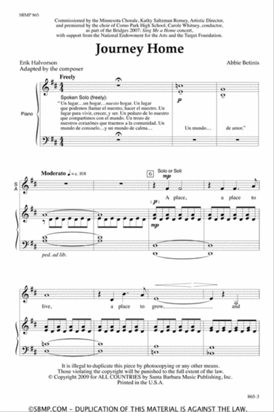 Journey Home - SATB Octavo 4-Part scores gallery preview page 2