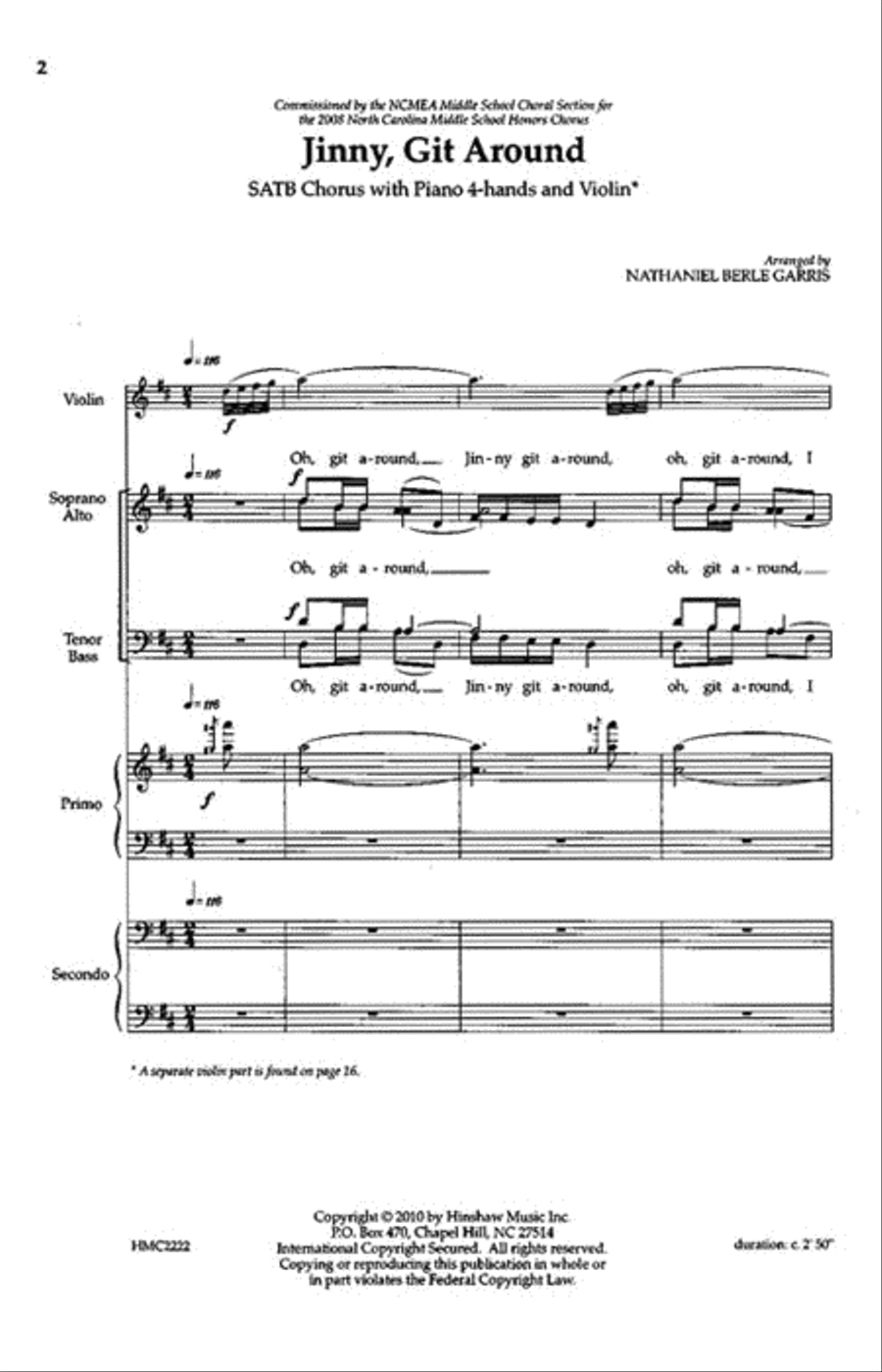 Jinny, Git Around Jinny, Git Around 4-Part scores gallery preview page 2